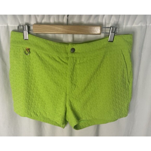 MR TURK 'Kent' Men's Embossed Knit Lime Swim / Bathing Trunks Shorts small - Picture 2 of 8